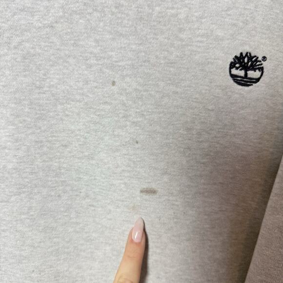 Timberland Men’s XL Sweatshirt Gray Crewneck Fleece Pullover Logo Regular Fit - Picture 10 of 13